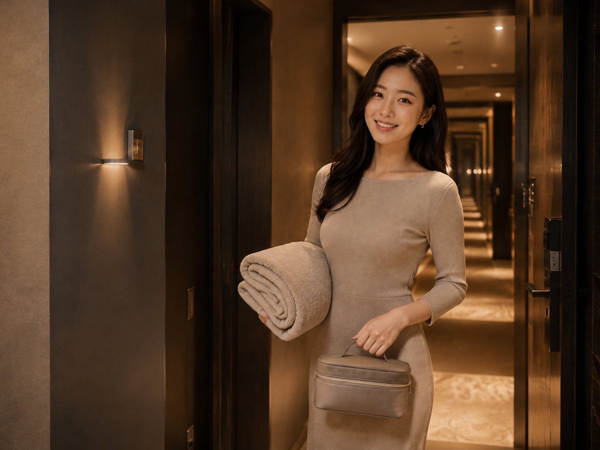 평택 방문 홈케어 일정을 준비하는 젊은 성인 한국 여성 관리사
